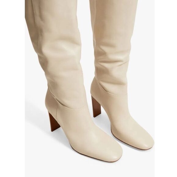 MANGO
Campo Leather Knee High Boots in Ivory Size 37 / Néw With Tags - Picture 2 of 9
